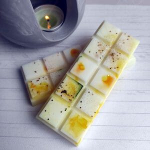 mini tableta de cera aromática flores blancas