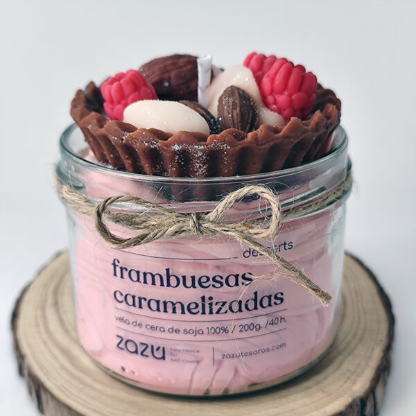 vela aromatica frambuesas caramelizadas