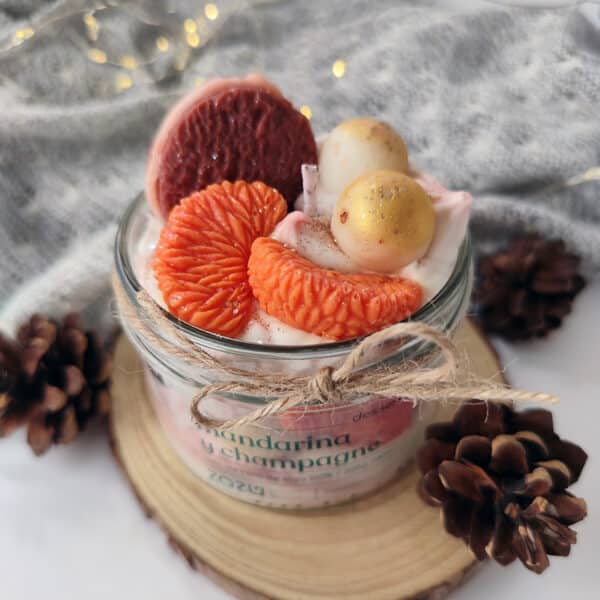 Vela desset mandarina y champagne