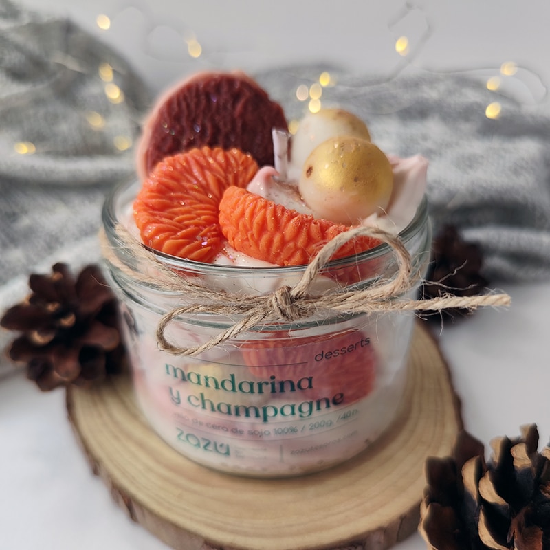 Vela postre Mandarina y Champagne