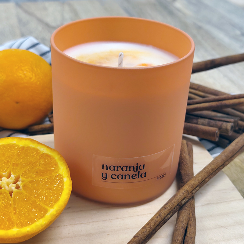 Naranja y Canela - Vela Vidrio Naranja